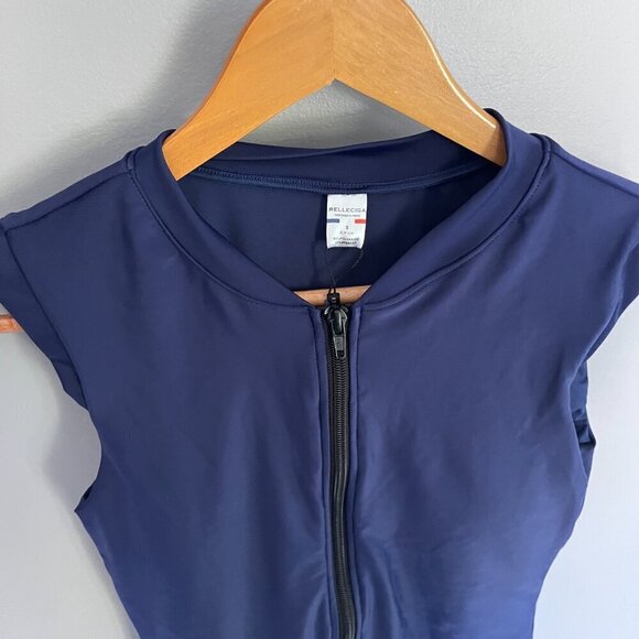 Relleciga Women’s One piece UV Protection Swimsuit Navy Blue Size S Zipper NWT - Picture 3 of 9